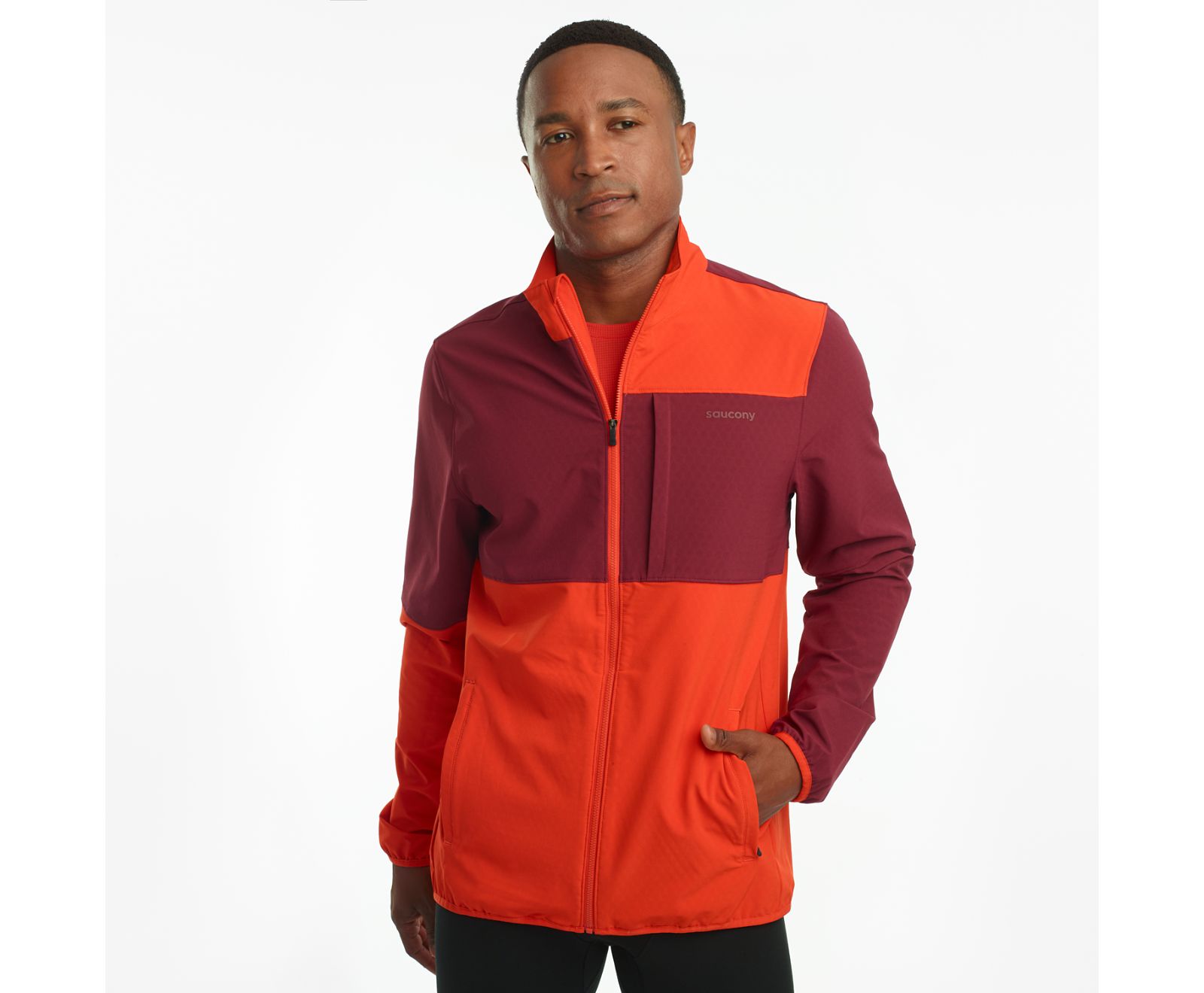 Men\'s Saucony Bluster Jackets Red / Burgundy | Singapore 613GSOL